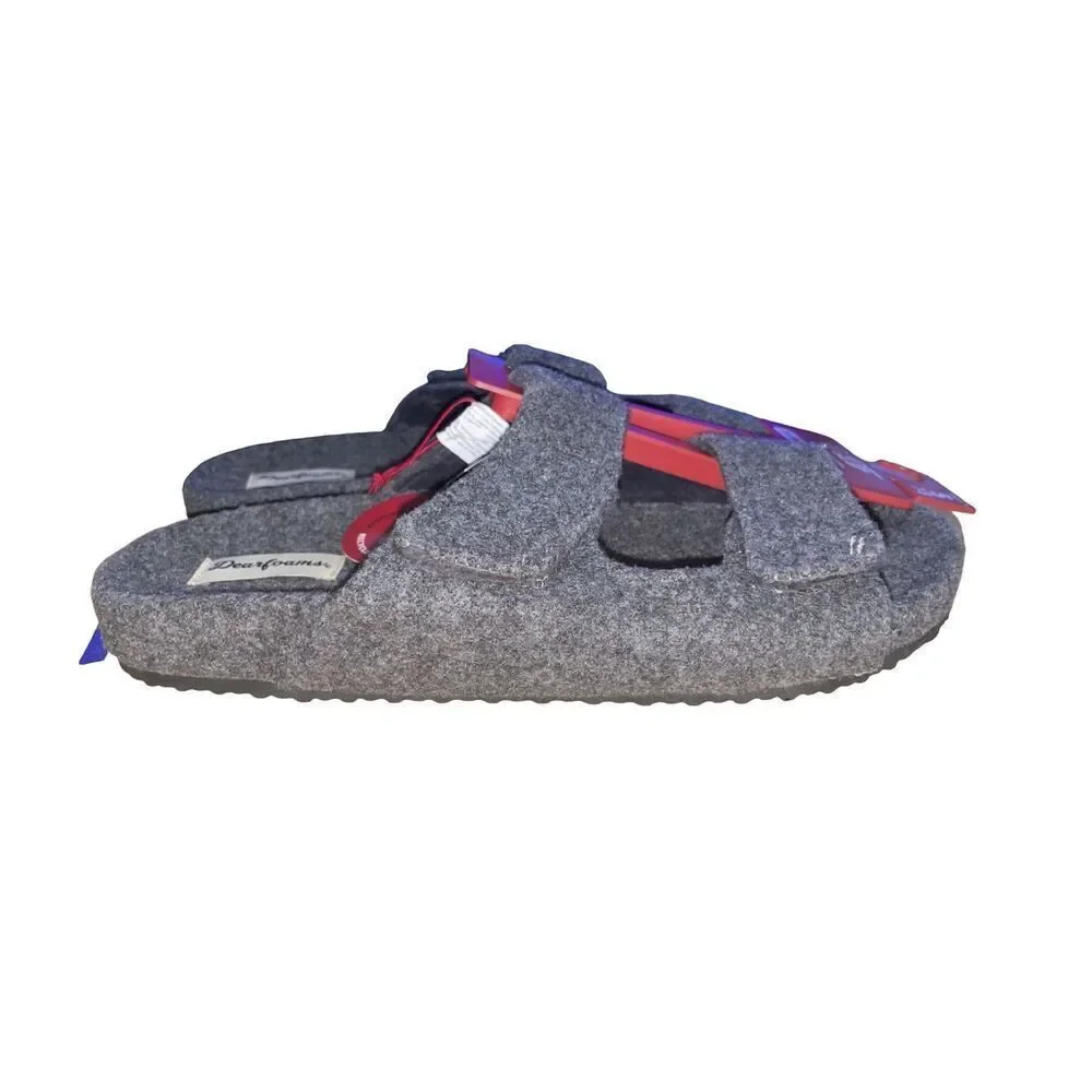 Dearfoams Men's Maddox Wool Blend Strap Slides Size Small (7-8) NWT